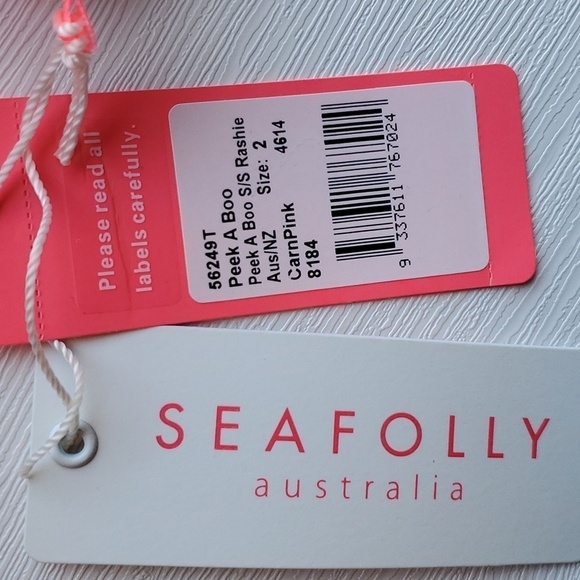 Seafolly Girl's Peek a Boo Pink Rashguard Swim Top 2 NWT - Picture 5 of 5